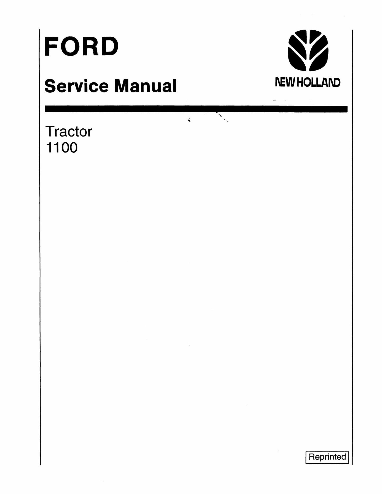 FORD New Holland 1100 1300 1500 1700 1900 Tractor Factory Workshop Service Manual Supplement
