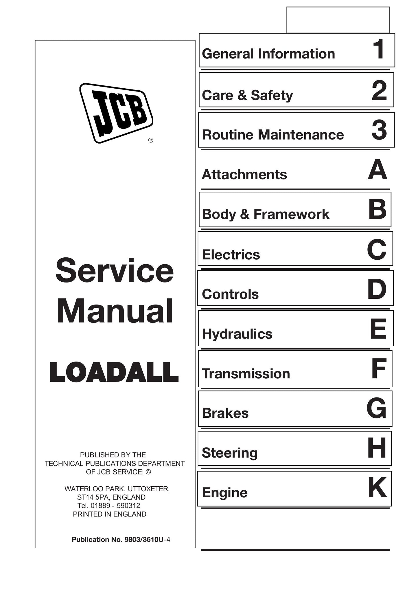JCB 504B 526 Loadall Factory Workshop Service Manual 9803/3610