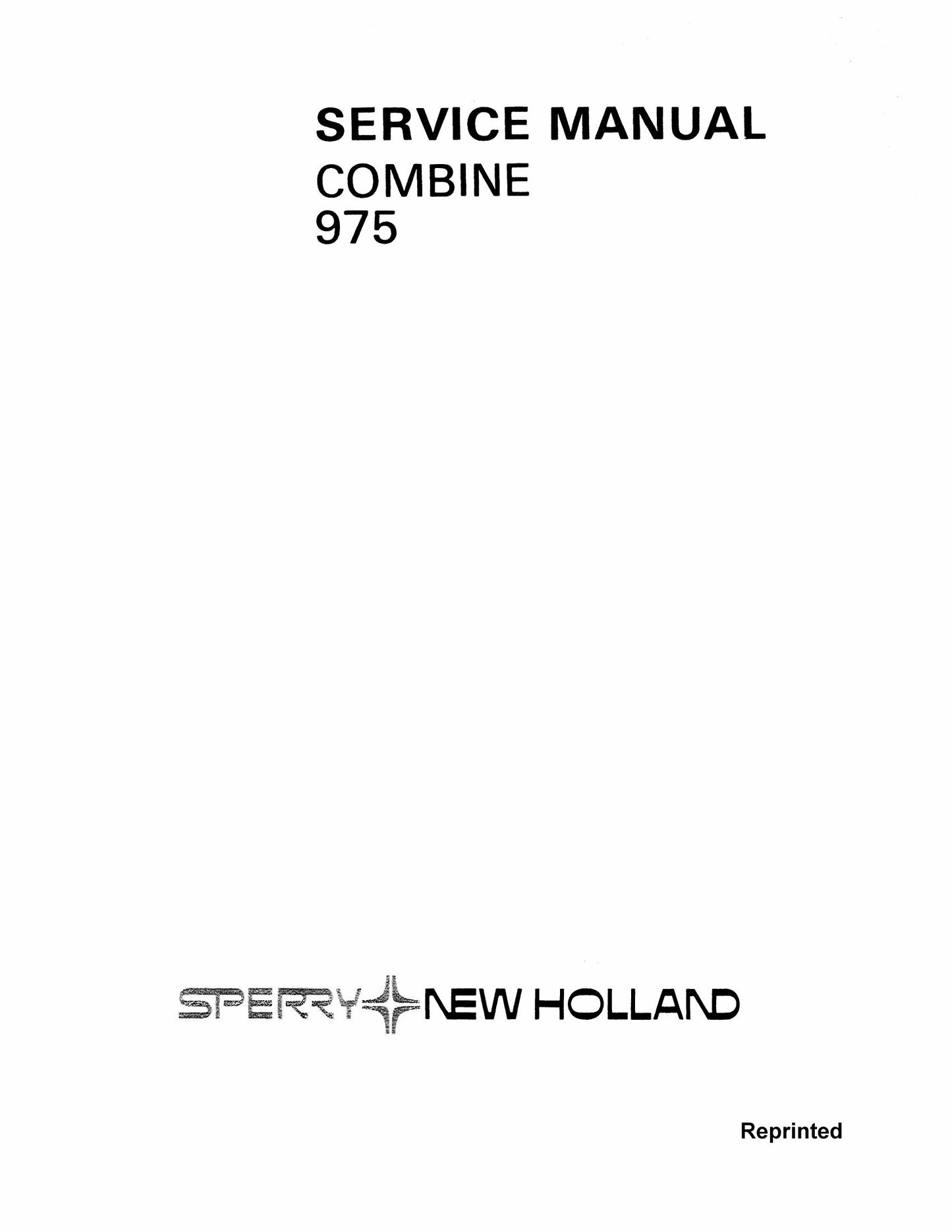 New Holland 975 Combine Factory Workshop Service Manual