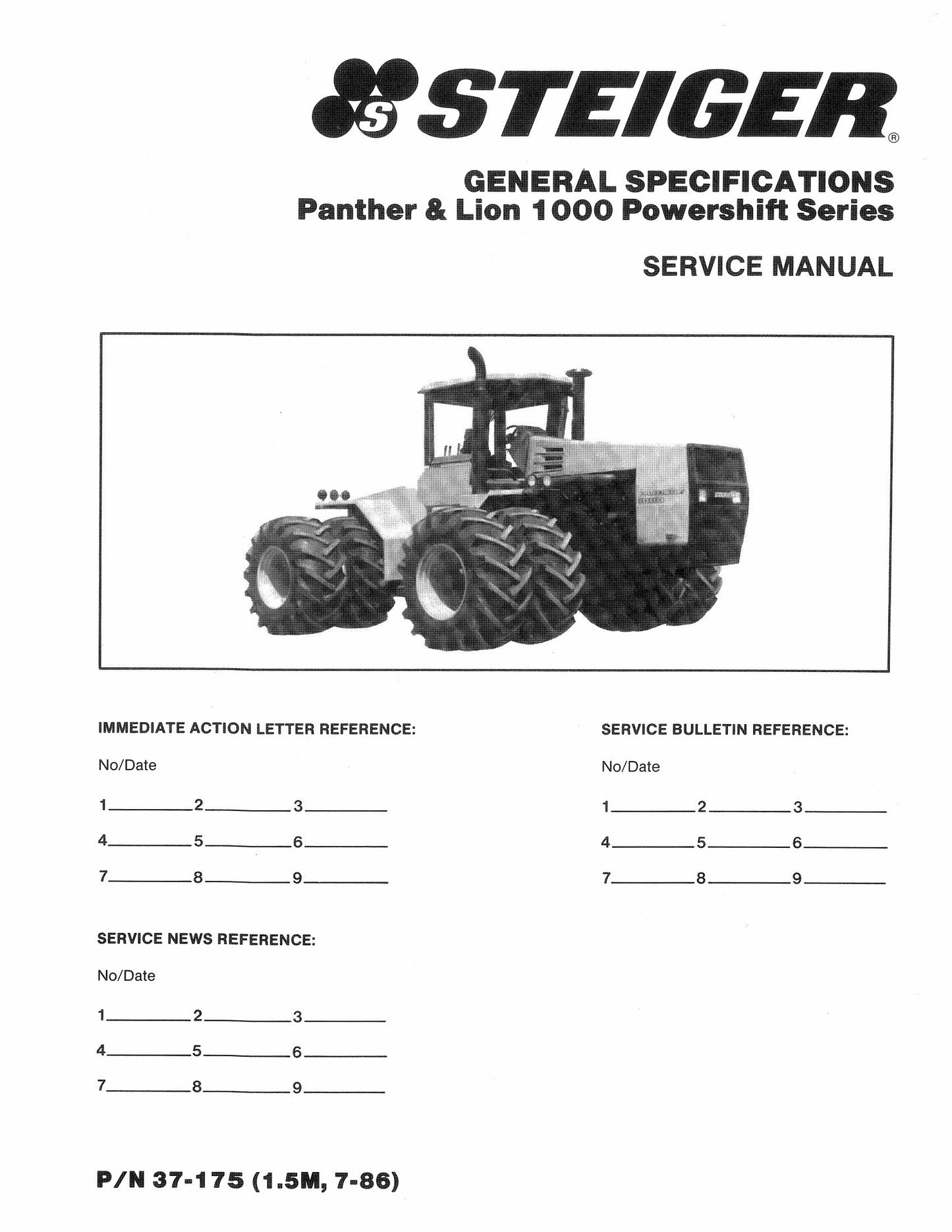 STEIGER Panther Lion 1000 Powershift Series Agricultural Tractor Factory Workshop Service Manual 37-175