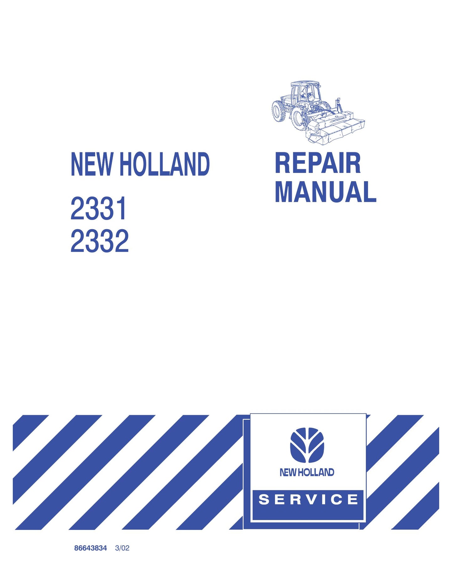 NEW HOLLAND 2331 2332 Disc Header Factory Workshop Repair Manual 86643834