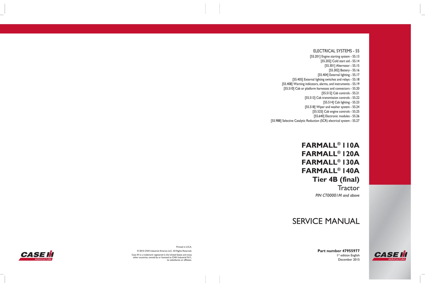 CASE Farmall 110A Farmall 120A Farmall 130A Farmall 140A Tractor Factory Workshop Service Manual 47955973