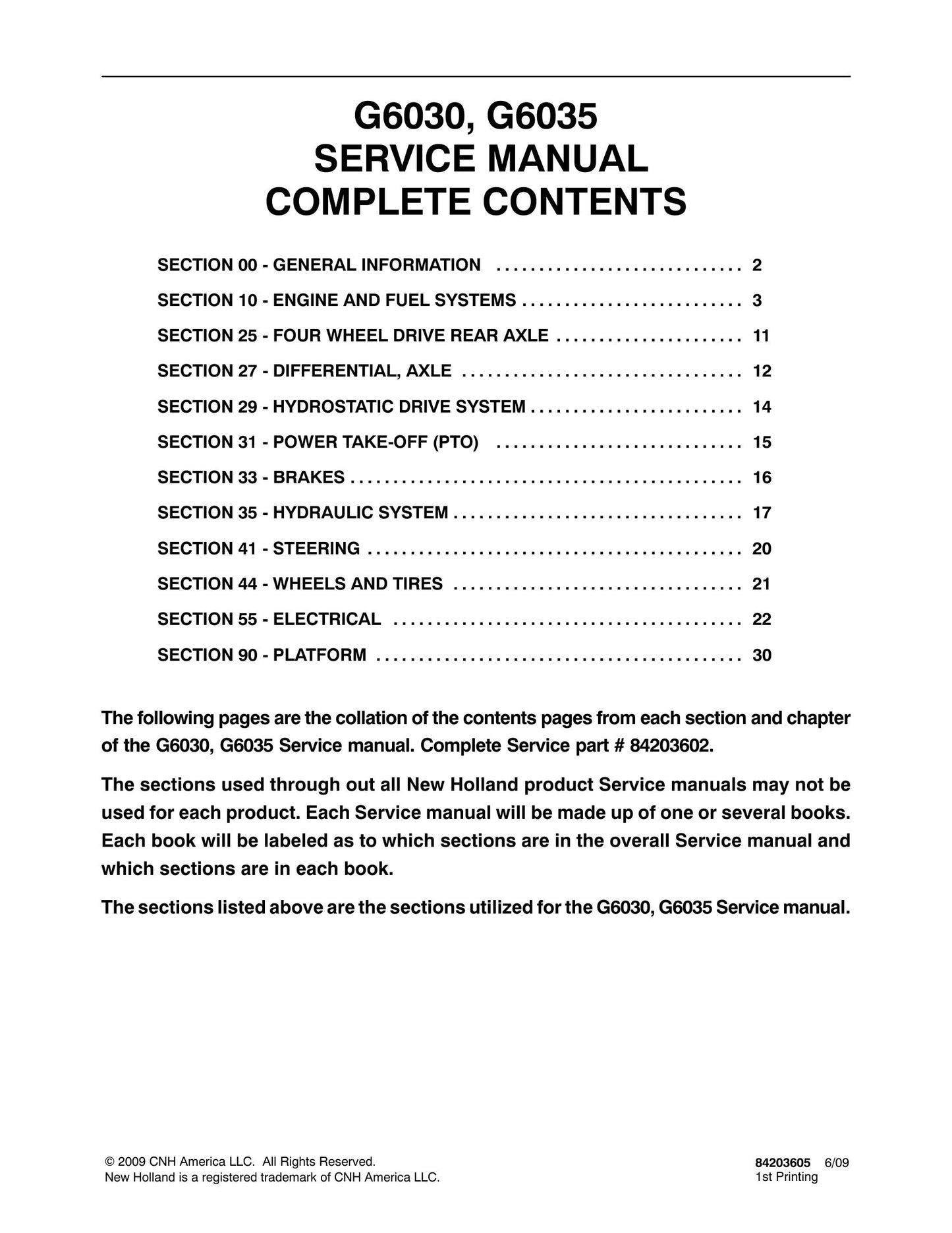 New Holland G6030 G6035 Tractor Factory Workshop Service Manual 84203605