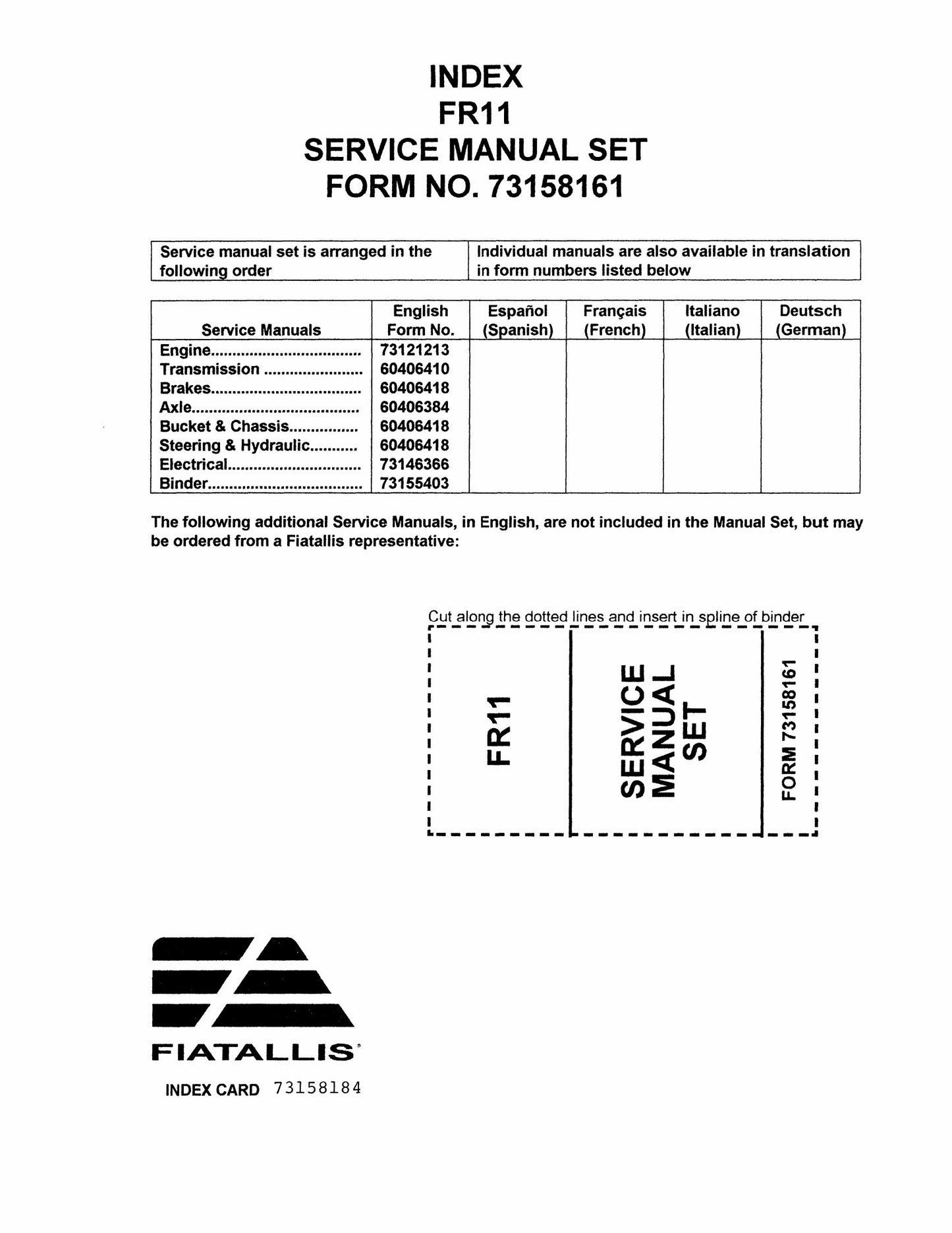 FIATALLIS 8065 Engine Factory Workshop Service Manual 73121213