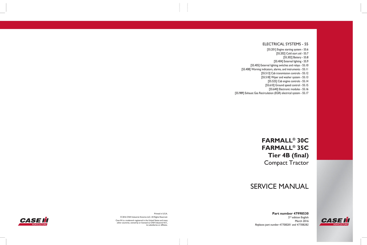CASE Farmall 30C Farmall 35C Compact Tractor Factory Workshop Service Manual 47998526