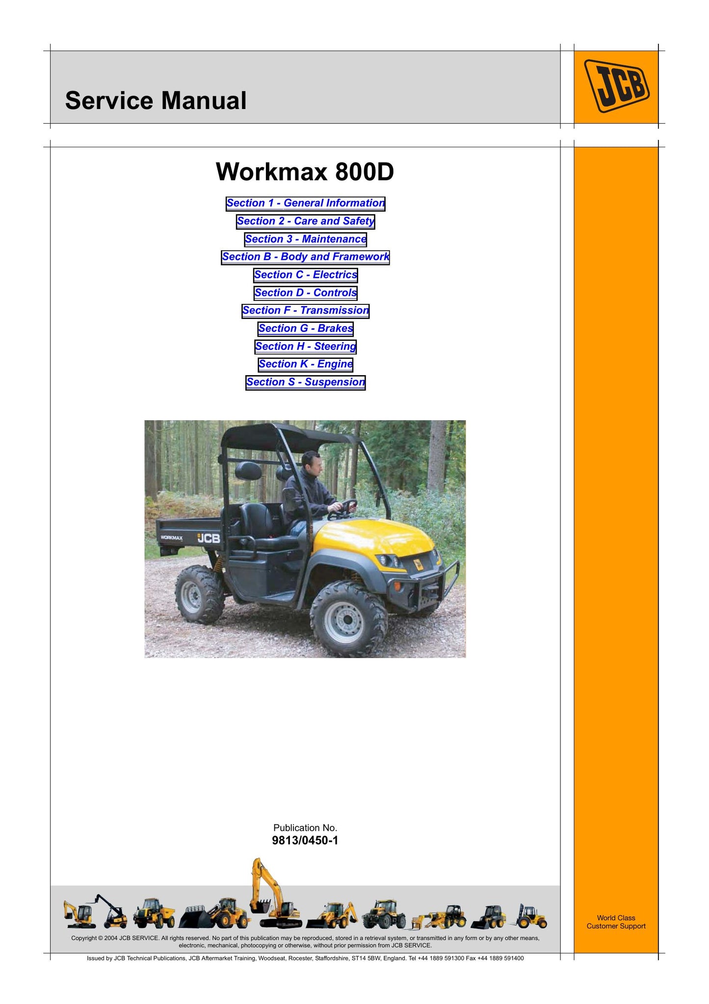 JCB Workmax 800D Utility Vehicle Factory Workshop Service Manual 9813/0450-1