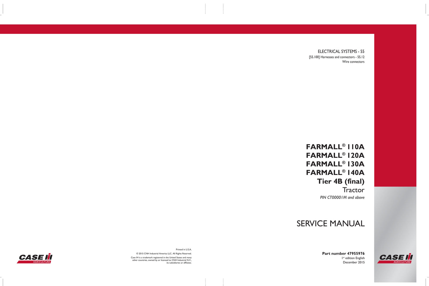 CASE Farmall 110A Farmall 120A Farmall 130A Farmall 140A Tractor Factory Workshop Service Manual 47955973