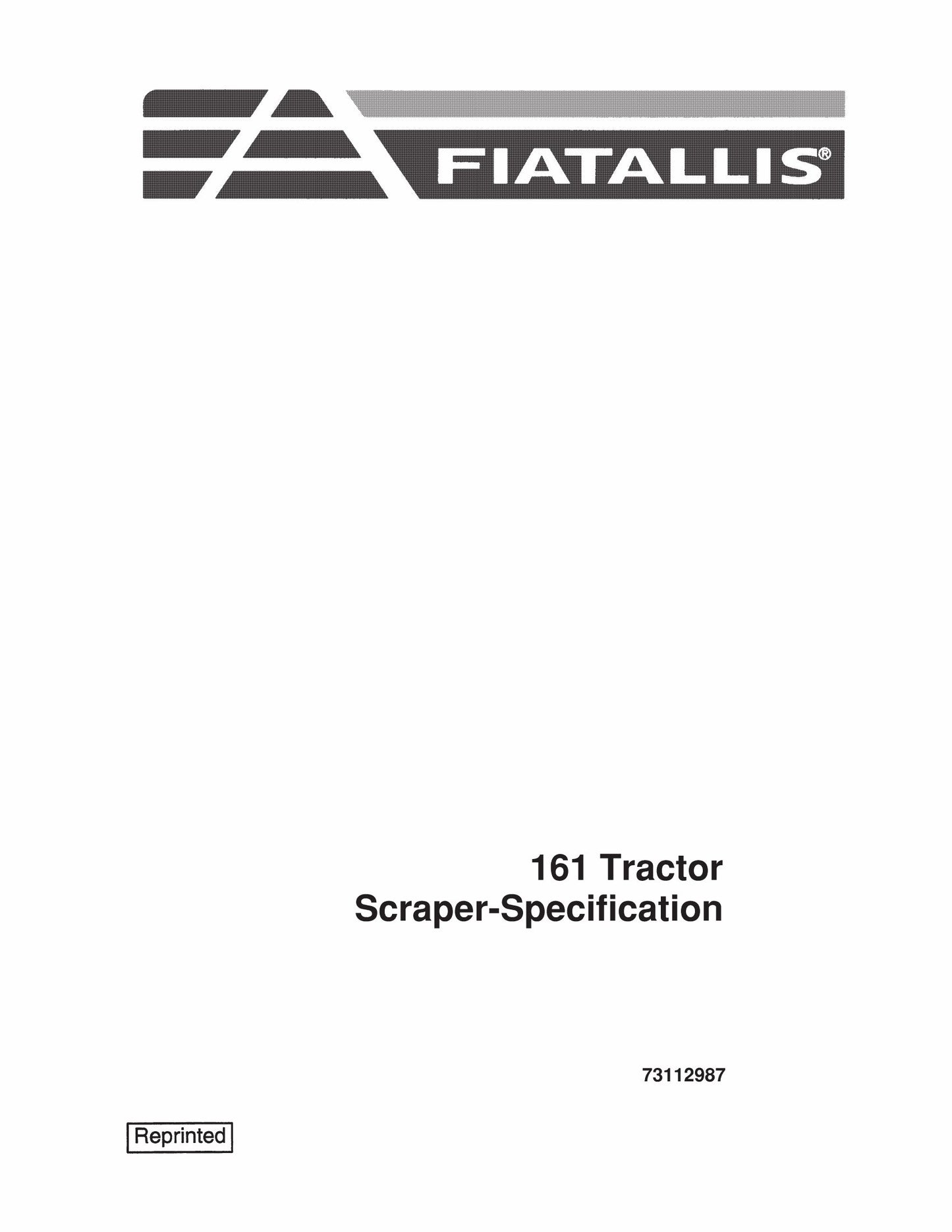 FIATALLIS 161 Tractor Scraper Specification 73112987