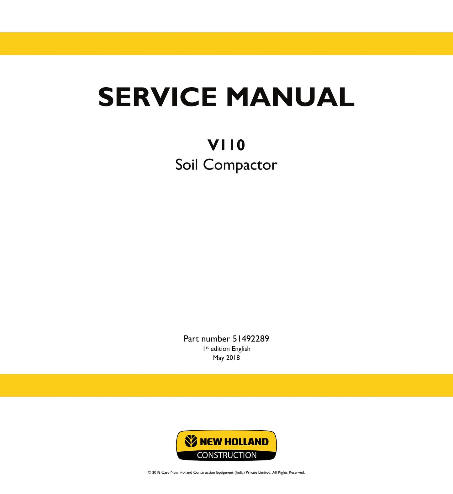 New Holland V110 Soil Compactor Factory Workshop Service Manual 51492289