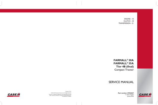 CASE FARMALL 30A FARMALL 35A Compact Tractor Factory Workshop Service Manual 47956047