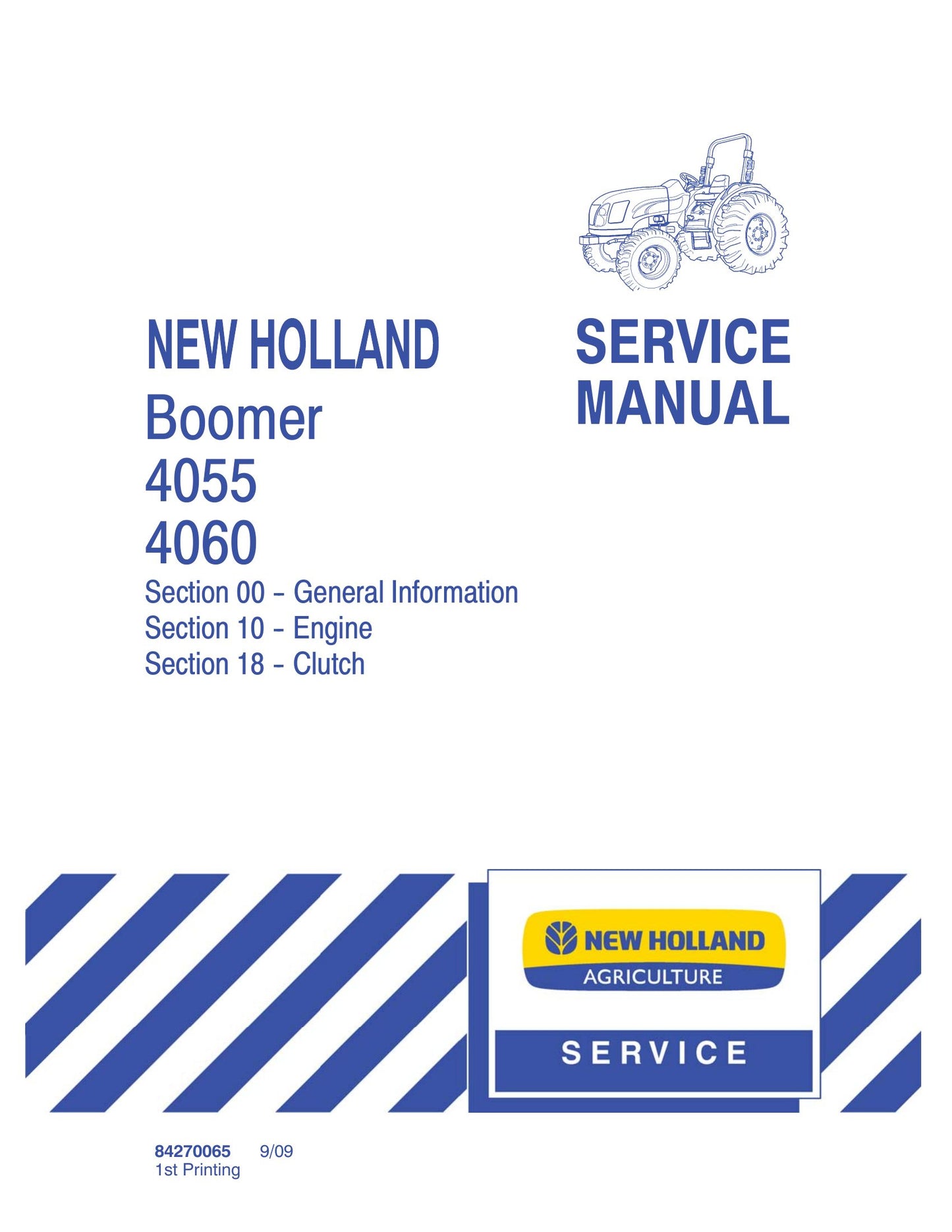 New Holland Boomer 4055 Boomer 4060 Tractor Factory Workshop Service Manual