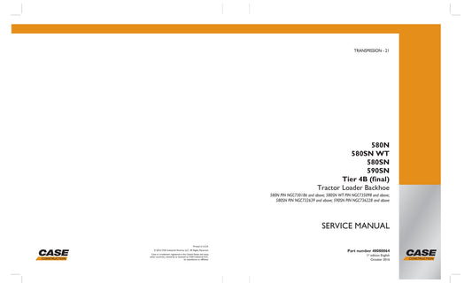 CASE 580N 580SN 580SN WT 590SN Backhoe Loader Factory Workshop Service Manual 48080064
