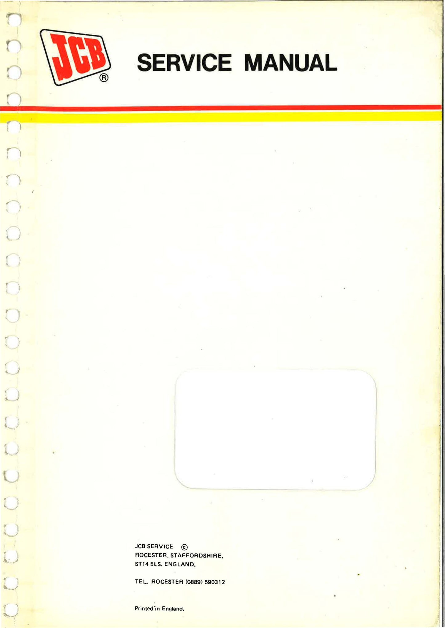 JCB 805 805B 806B 807B 808 Excavator Factory Workshop Service Manual 9803/3150