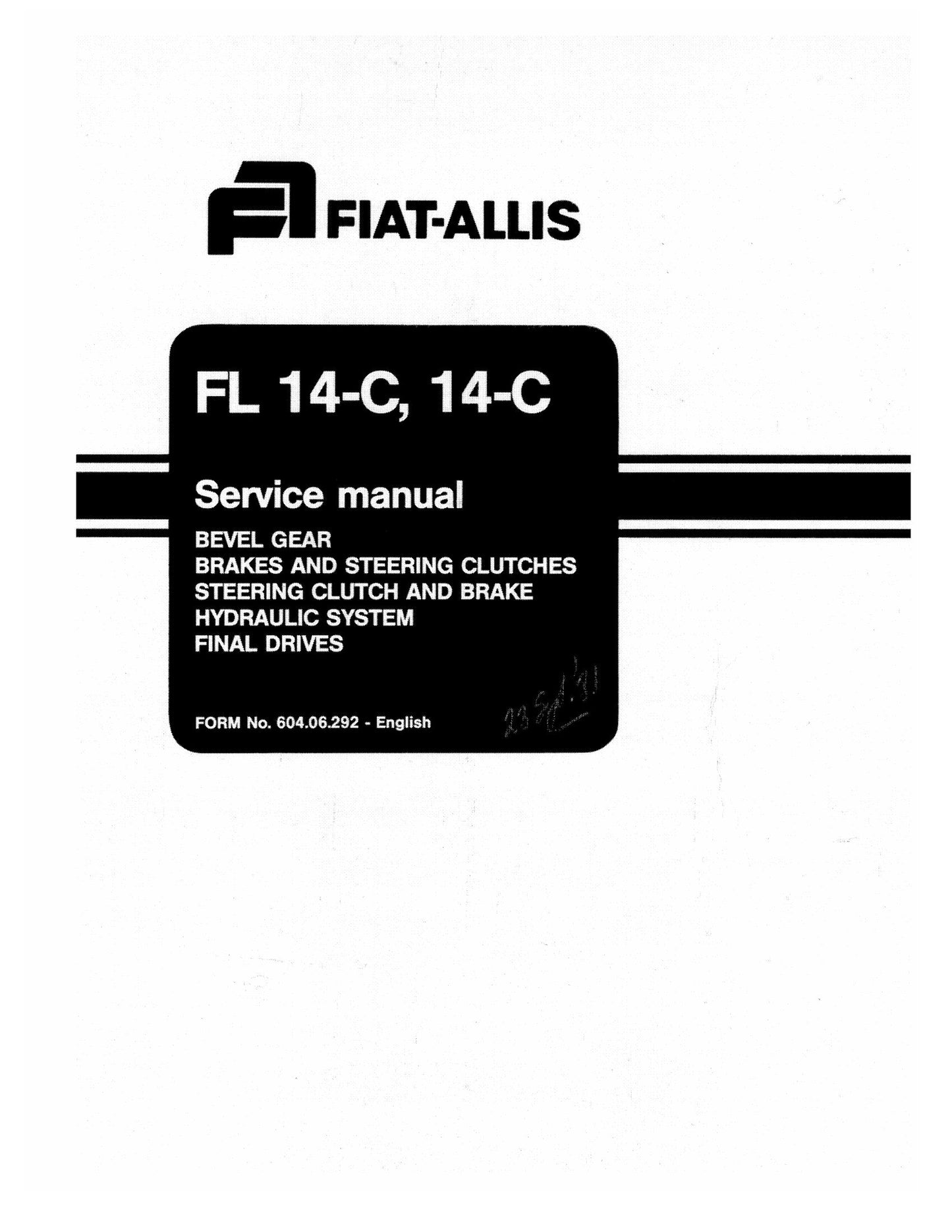FIAT-ALLIS FL 14-C Crawler Loader Factory Workshop Service Manual 604.06.292
