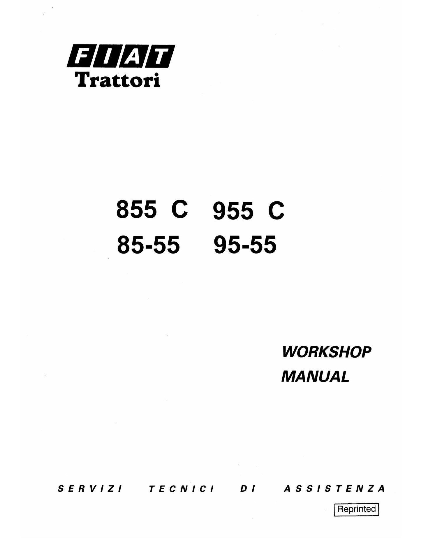FIAT 855 C 955 C 85-55 95-55 Tractor Workshop Manual