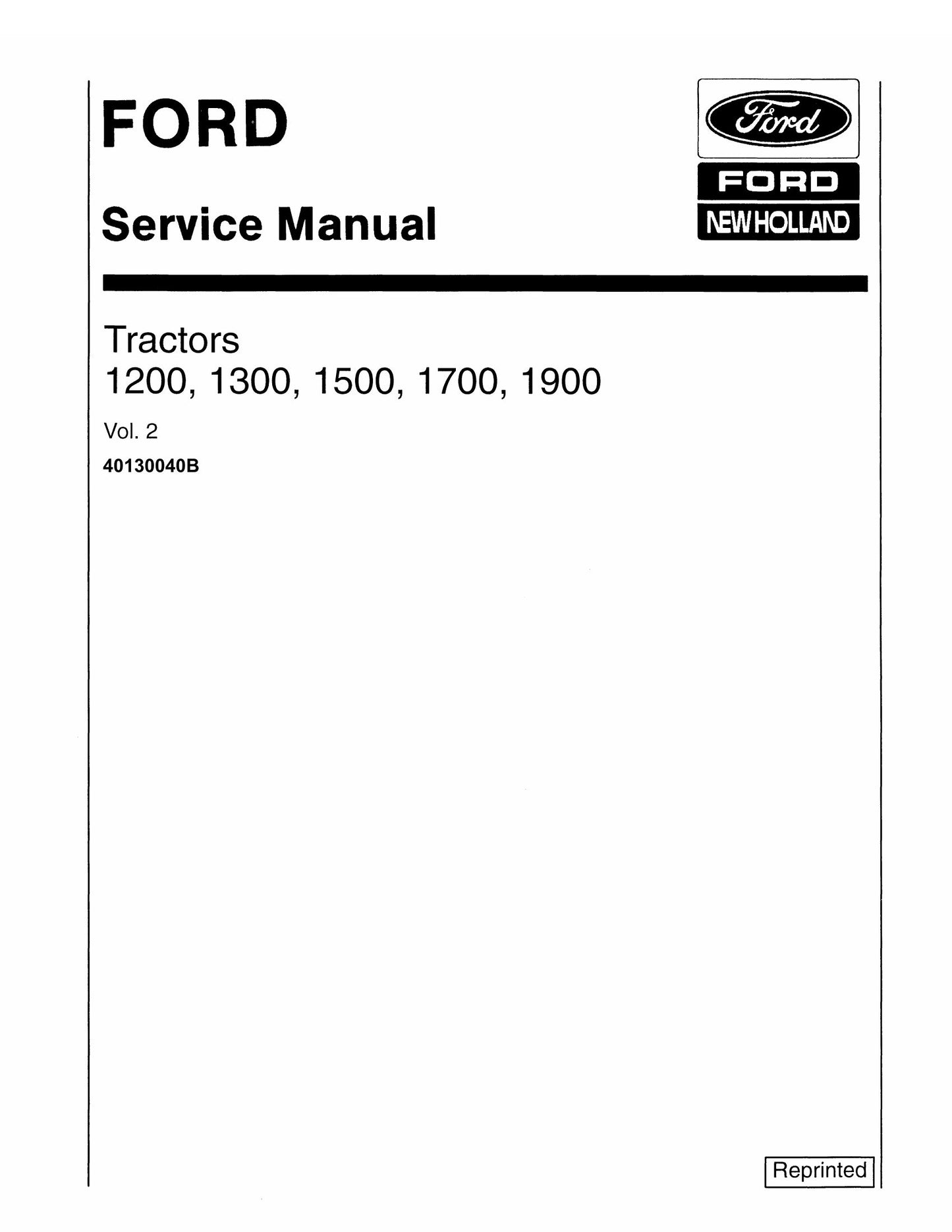 FORD 1200 1300 1500 1700 1900 Tractor Factory Workshop Service Manual 40130040B
