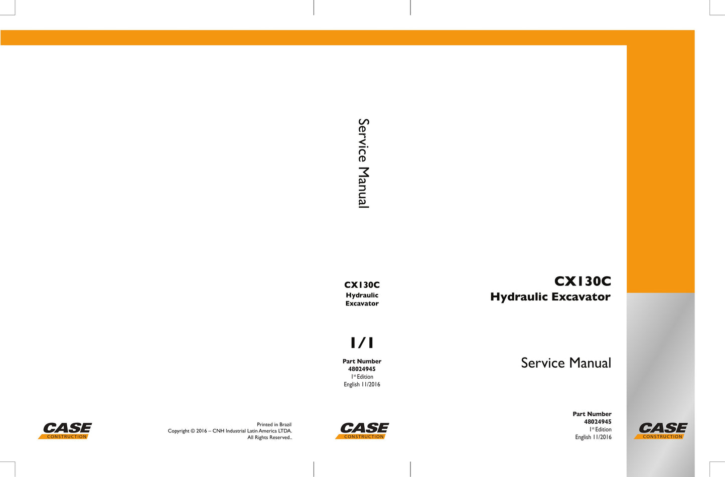 CASE CX130C Crawler Excavator Factory Workshop Service Manual 48024945