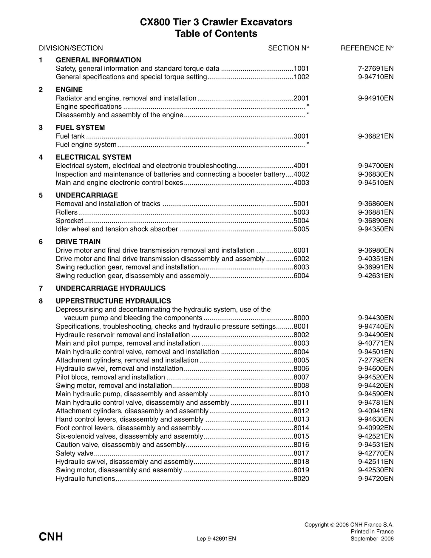 CASE CX80 Tier 3 Crawler Excavator Factory Workshop Service Manual 9-42691EN