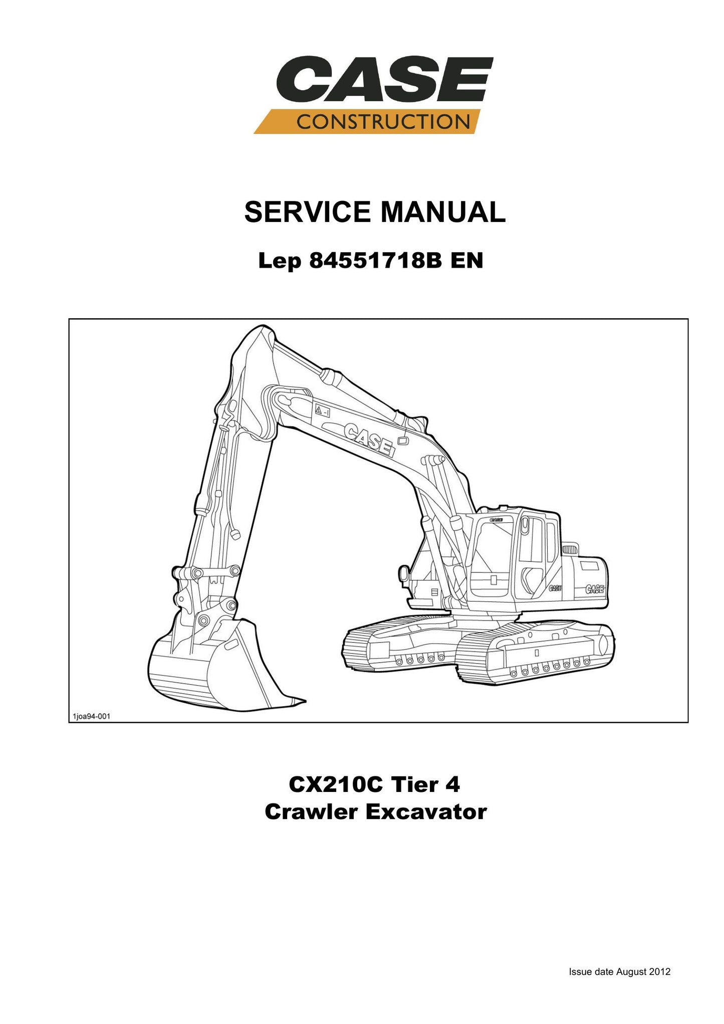 CASE CX210C Crawler Excavator Factory Workshop Service Manual 84551718B