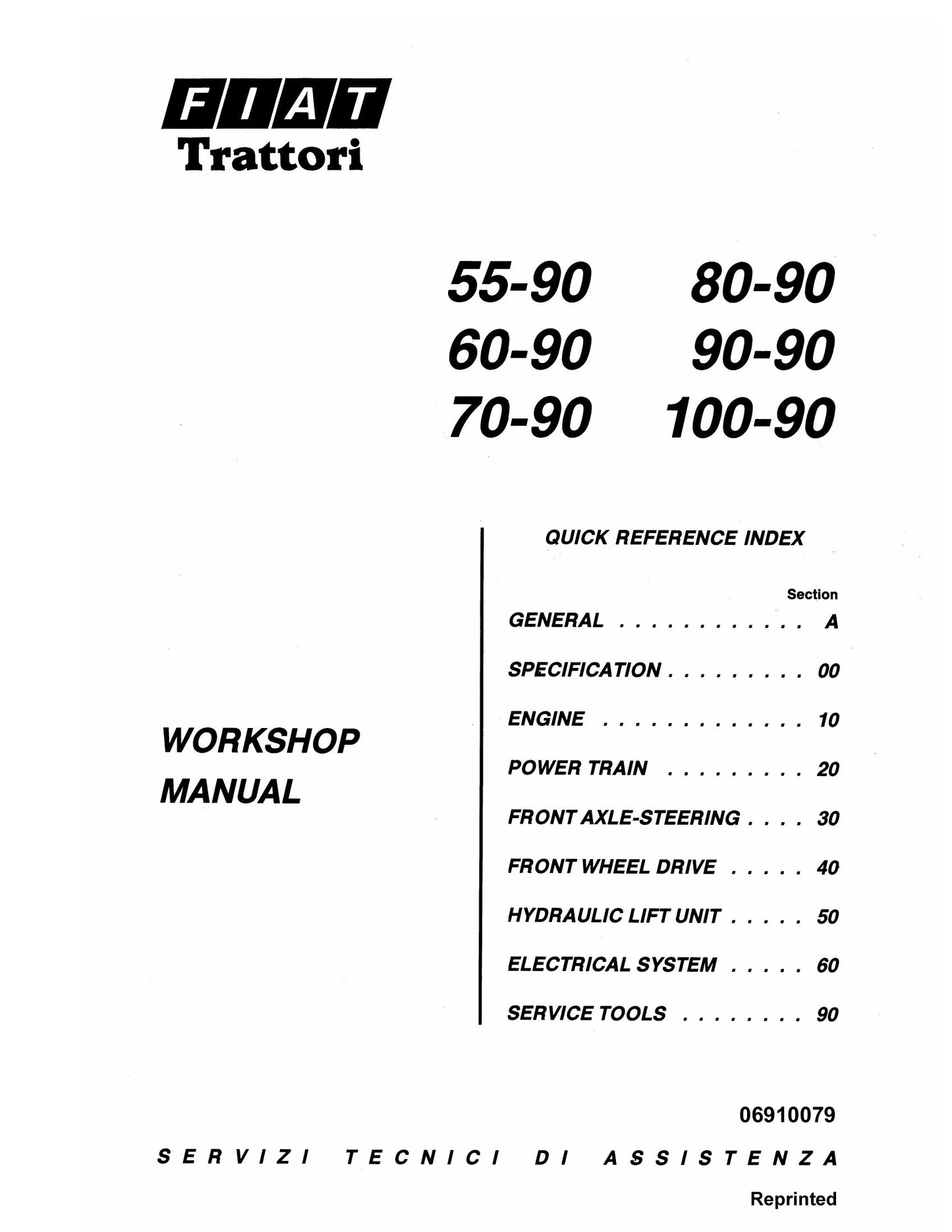 FIAT 55-90 60-90 70-90 80-90 90-90 100-90 Tractor Workshop Manual 06910079