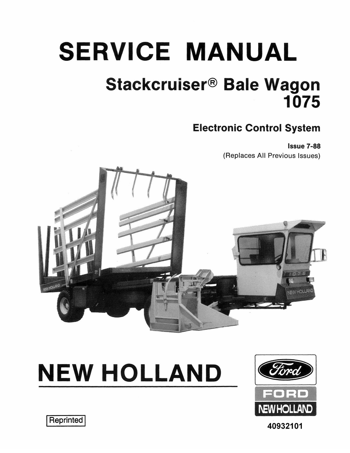New Holland 1075 Bale Wagon Factory Workshop Service Manual 40932101