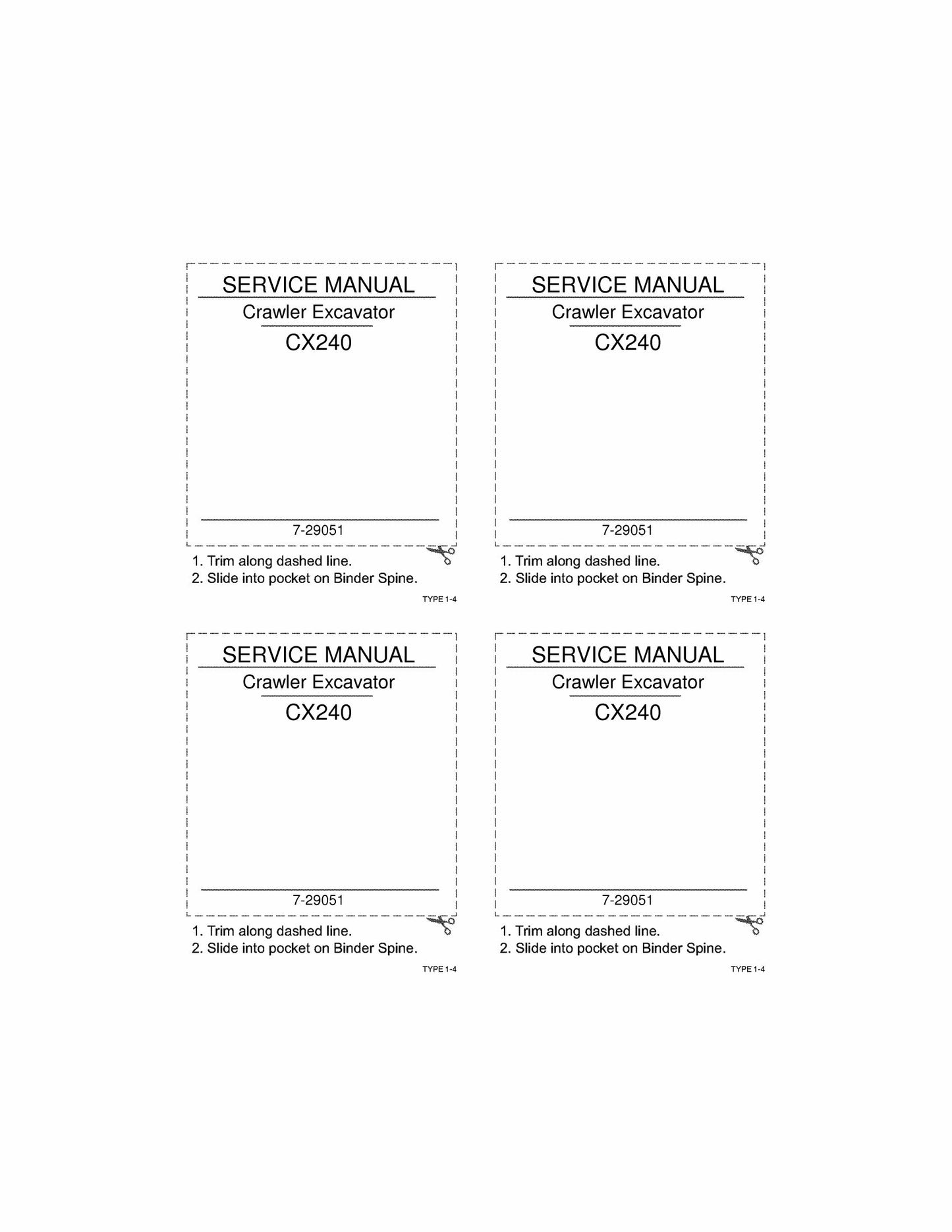 CASE CX240 Crawler Excavator Factory Workshop Service Manual 7-29051
