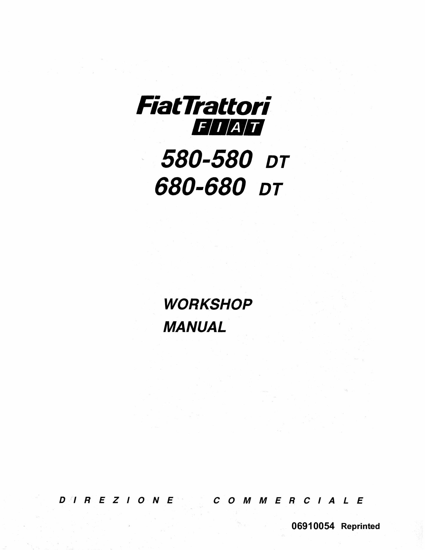 Fiat 580-580 680-680 Tractor Workshop Manual 06910054