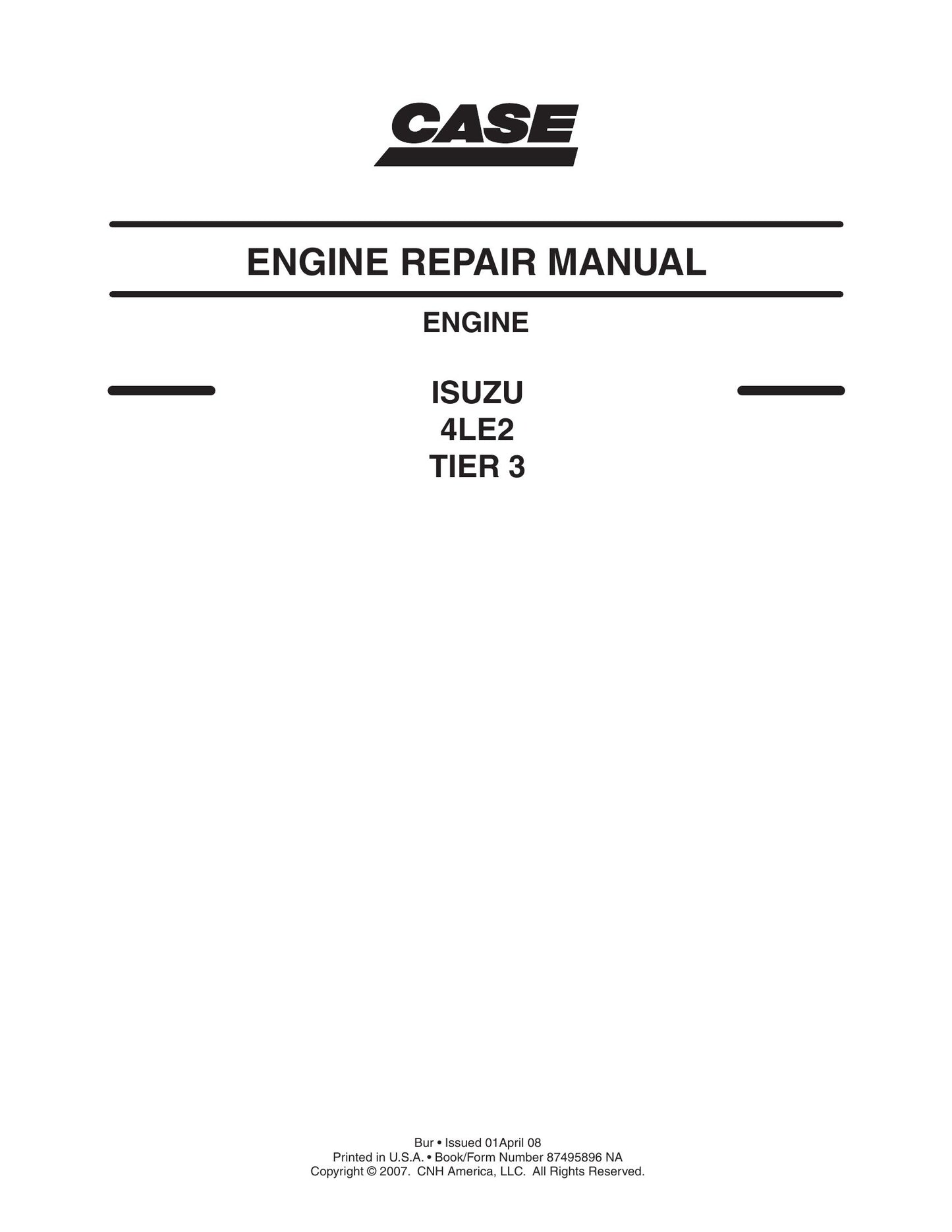 CASE 4LE2 Engine Factory Workshop Service Manual 87495896