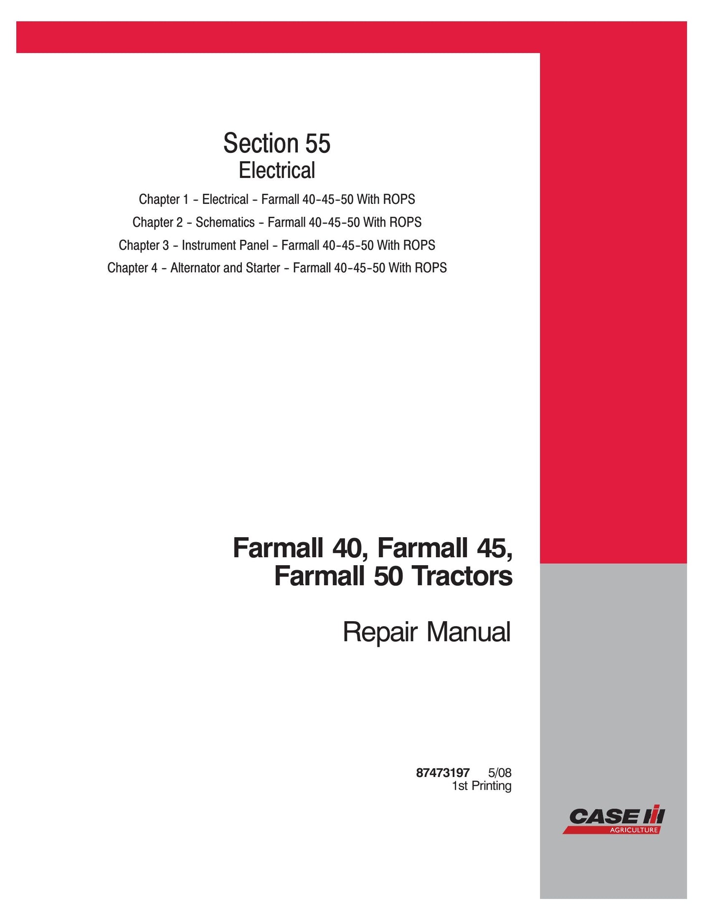 CASE Farmall 40 Farmall 45 Farmall 50 Tractor Factory Workshop Repair Manual