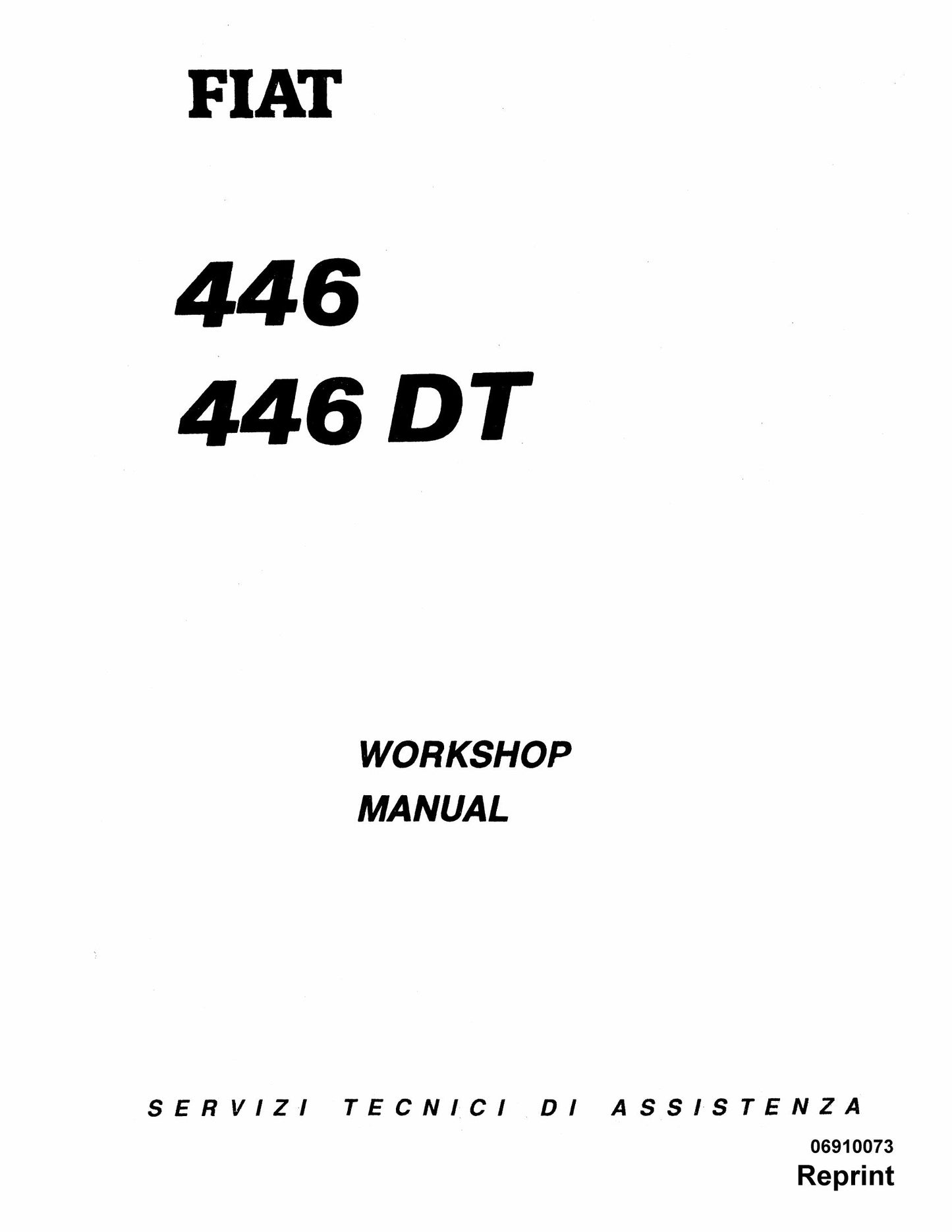 FIAT 446 446 DT Tractor Workshop Manual