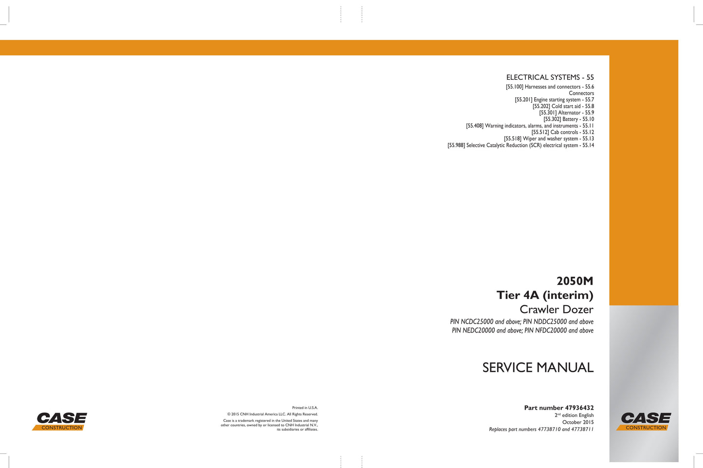 CASE 2050M Crawler Dozer Factory Workshop Service Manual 47936432