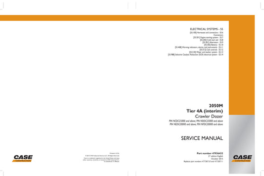 CASE 2050M Crawler Dozer Factory Workshop Service Manual 47936432