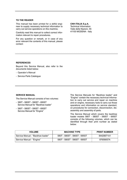 CASE 580T 580ST 590ST 695ST Backhoe Loader Factory Workshop Service Manual