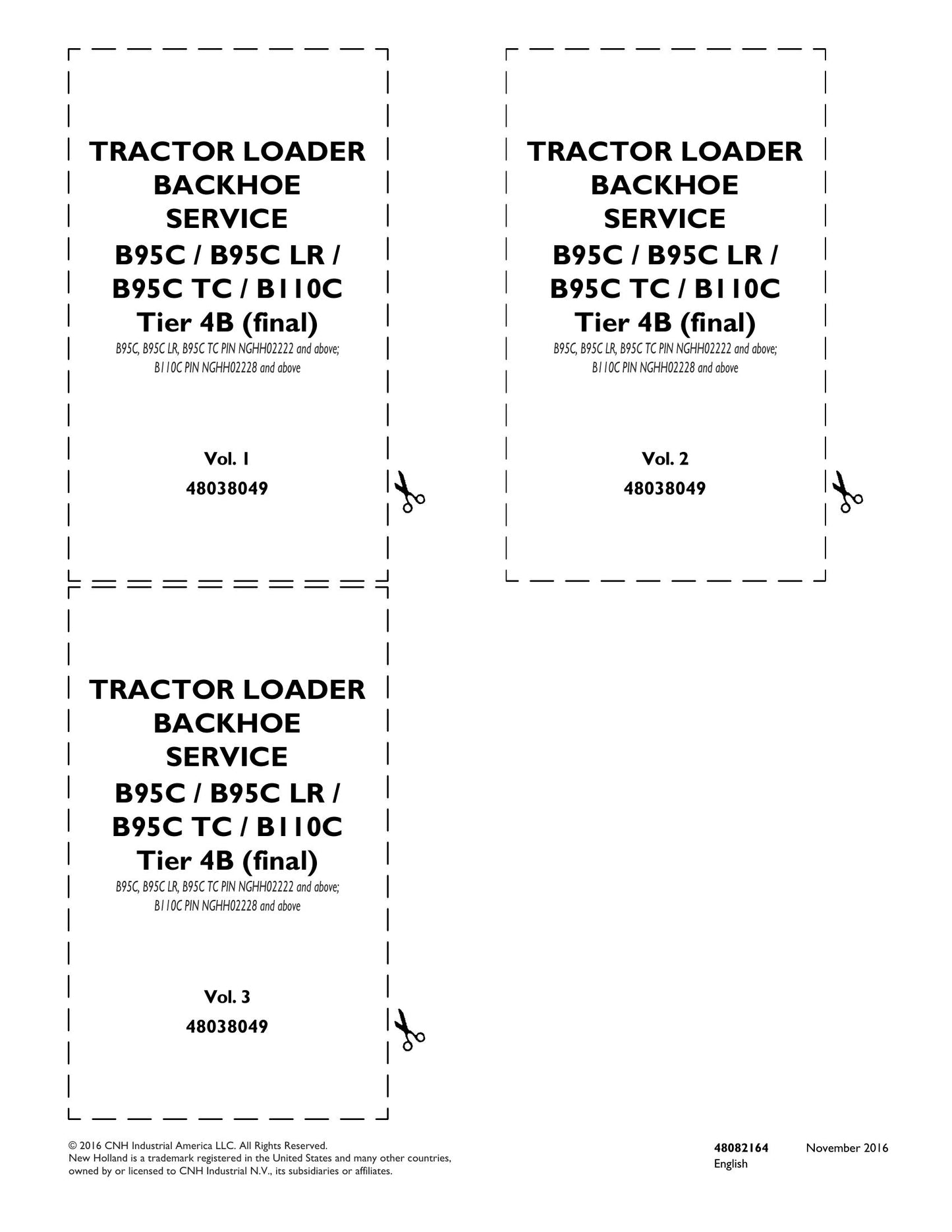 New Holland B95C B95C LR B95C TC B110C Backhoe Loader Factory Workshop Service Manual 48082162