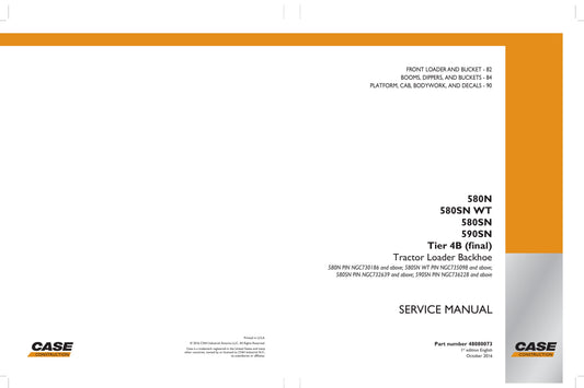 CASE 580N 580SN 580SN WT 590SN Backhoe Loader Factory Workshop Service Manual 48080070