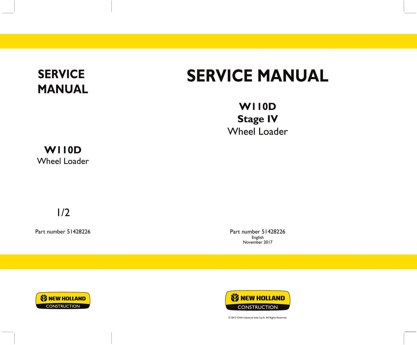 New Holland W110D Wheel Loader Factory Workshop Service Manual 51428226