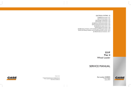 CASE 521F Wheel Loader Factory Workshop Service Manual 47499075