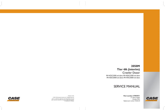 CASE 2050M Crawler Dozer Factory Workshop Service Manual 47907871