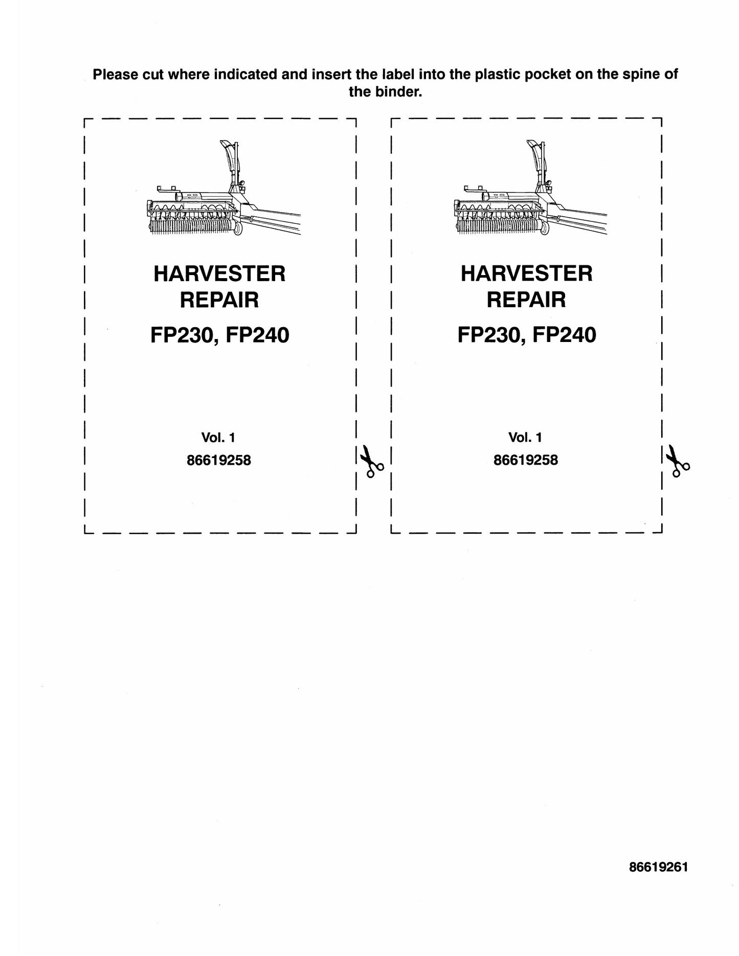 CASE FP230 FP240 Harvester Factory Workshop Repair Manual 86619258