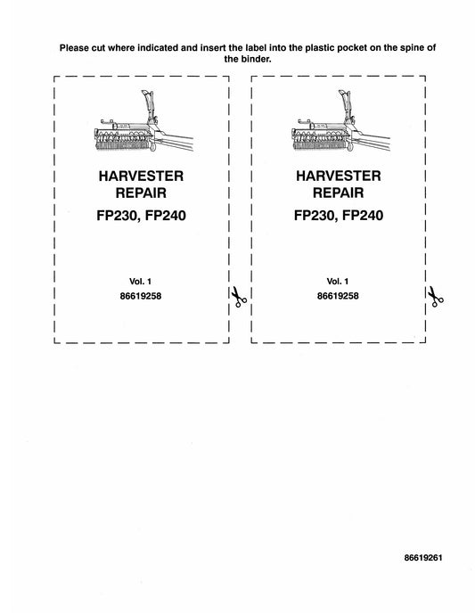 CASE FP230 FP240 Harvester Factory Workshop Repair Manual 86619258