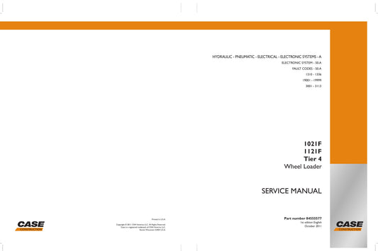 CASE 1021F 1121F Wheel Loader Factory Workshop Service Manual 84555577