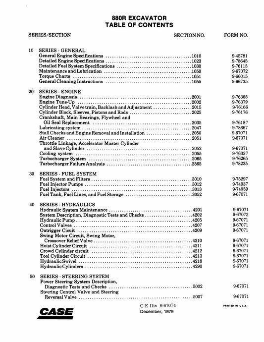 CASE 880R Crawler Excavator Factory Workshop Service Manual 9-45781