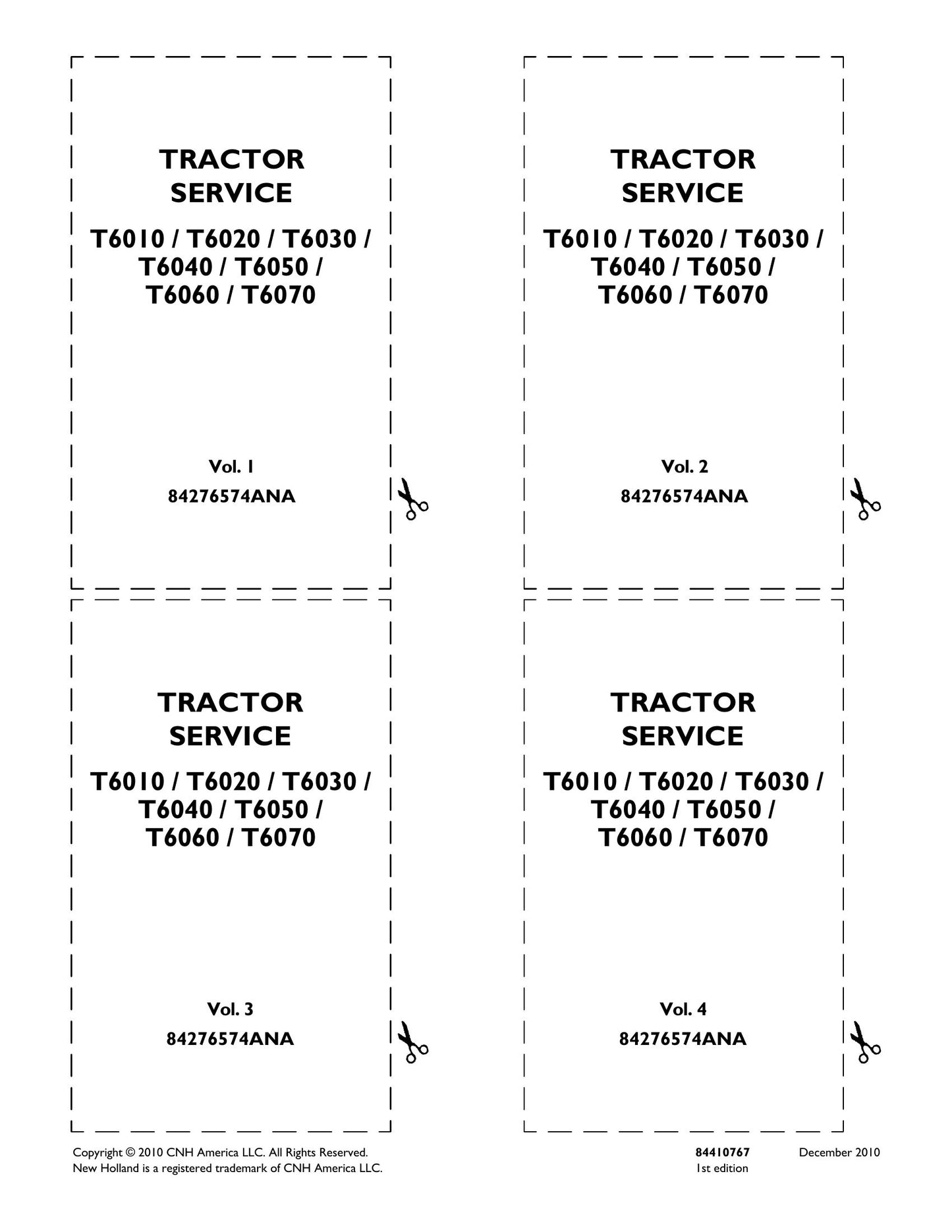 New Holland T6010 T6020 T6030 T6040 T6050 T6060 T6070 Tractor Factory Workshop Service Manual 84276574ANA