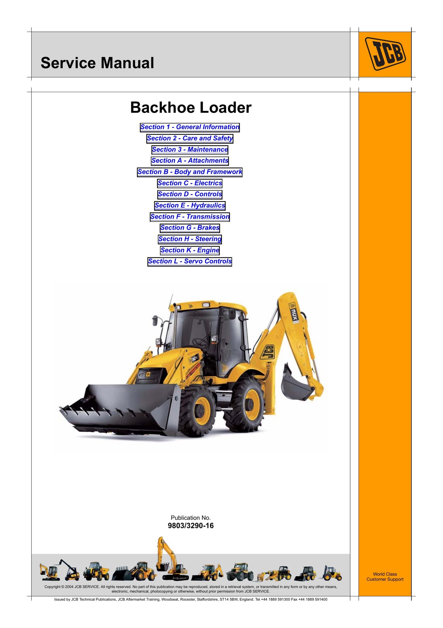 JCB 3CX 4CX Backhoe Loader Factory Workshop Service Manual 9803/3290-16