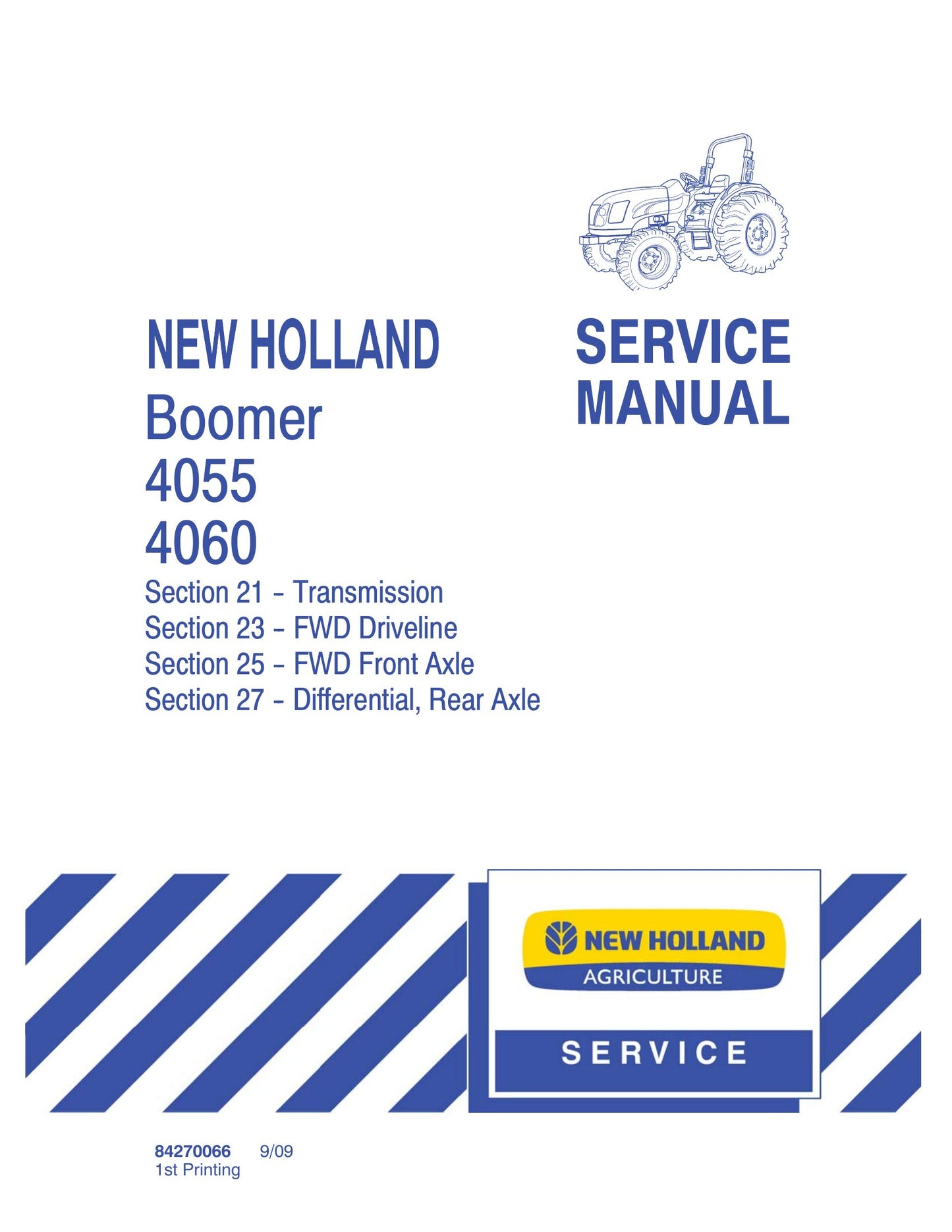 New Holland Boomer 4055 Boomer 4060 Tractor Factory Workshop Service Manual