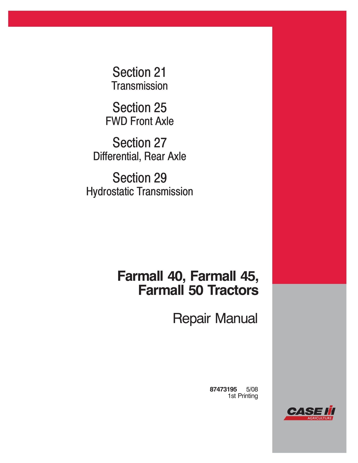 CASE Farmall 40 Farmall 45 Farmall 50 Tractor Factory Workshop Repair Manual