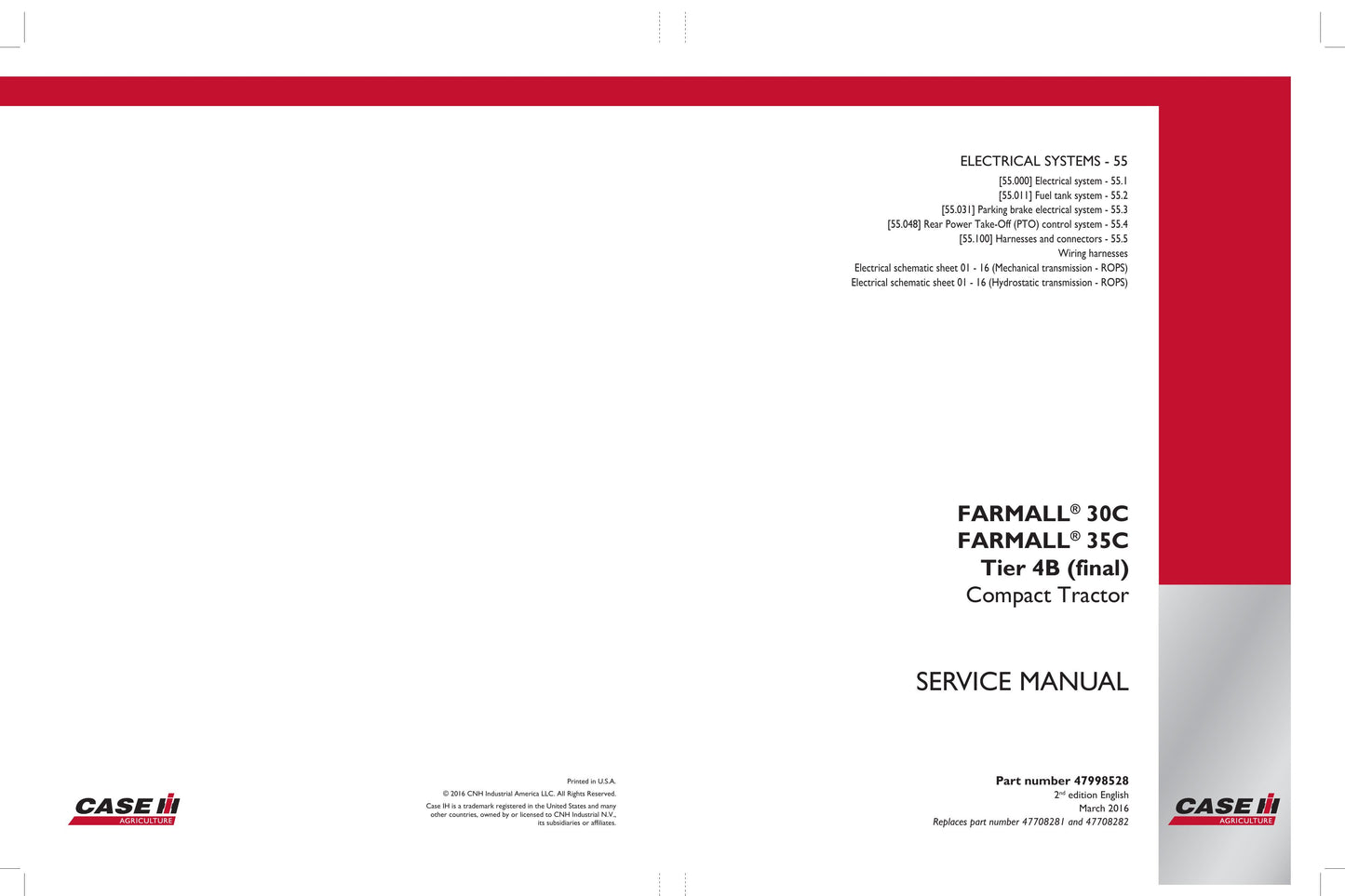 CASE Farmall 30C Farmall 35C Compact Tractor Factory Workshop Service Manual 47998526