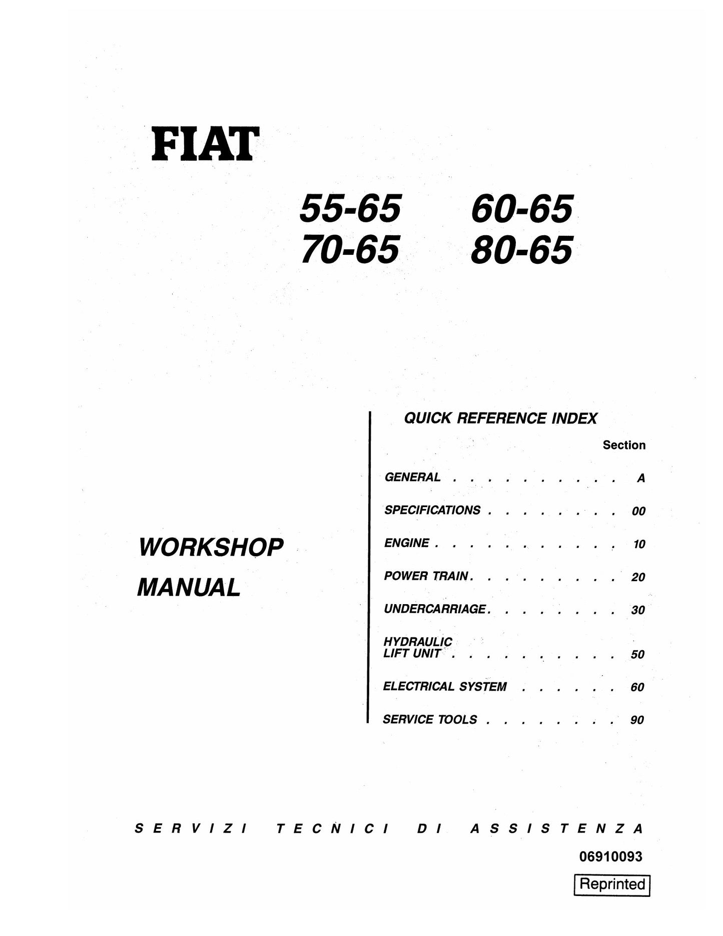 FIAT 55-65 60-65 70-65 80-65 Tractor Workshop Manual 06910093