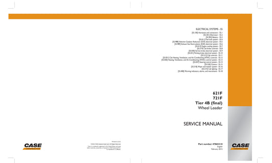 CASE 621F 721F Wheel Loader Factory Workshop Service Manual 47865310