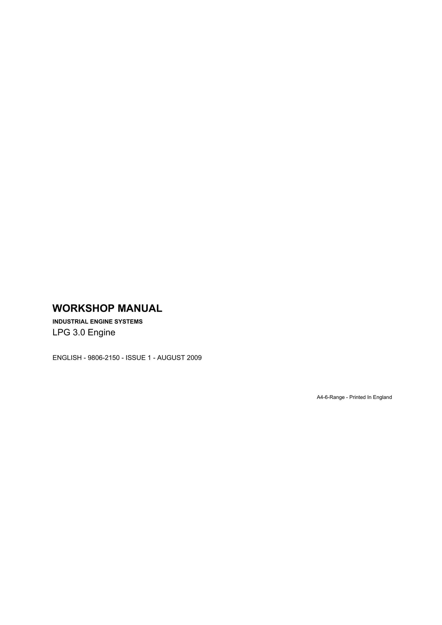 JCB LPG 3.0 Engine Industrial Engine Systems Workshop Manual 9806-2150